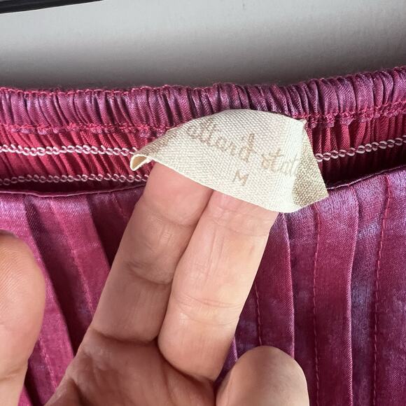 Altard State Top M Crop Balloon Sleeve Square Neck Smocked Iridescent Pink - Picture 3 of 8